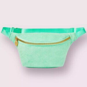 Stoney Clover Lane X Target Belt Bag Fanny Pack Terry Cloth Light Green Gold EUC